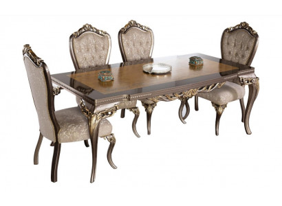 Dining room chair, chair, chairs, wood, luxury dining room, fabric, style, baroque, 1x armchair.