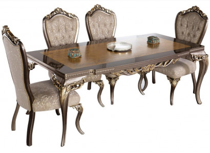 Dining room chair, chair, chairs, wood, luxury dining room, fabric, style, baroque, 1x armchair.