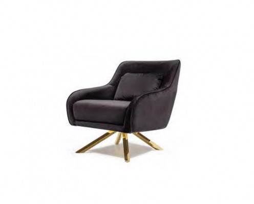 Modern black velvet armchair, luxury upholstered chair, living room furniture, wood.