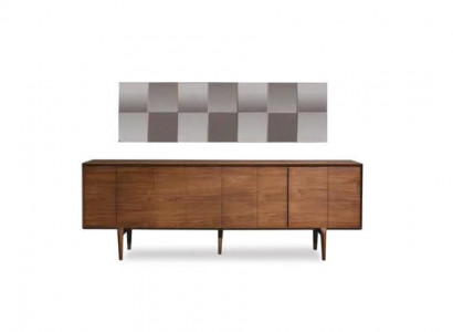 Modern luxury wood sideboard living room storage console mirror 2-piece set