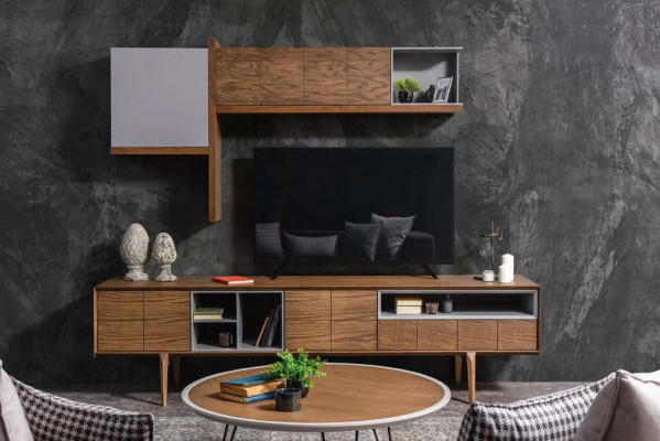 Modern wood TV stand luxury RTV living room sideboard console.