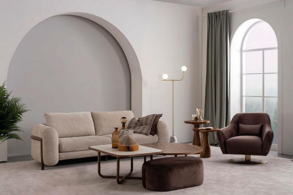 Brown luxury lounge chair modern design upholstered furniture living room