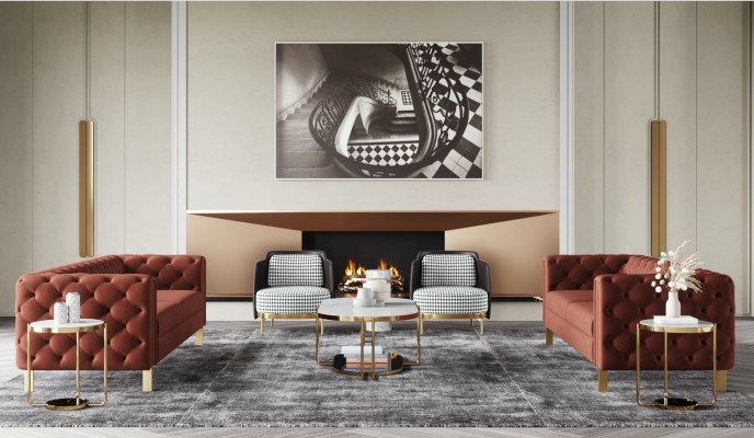 Sofa set seating cushions 4-piece. Living room set couches luxury