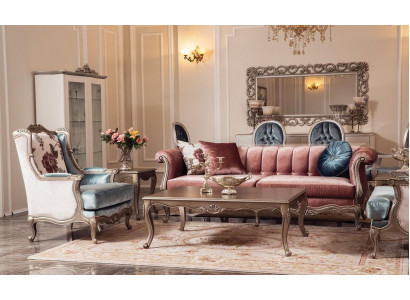 Sofa Set Classical Sofa Couch Set Coffee Table 2x Armchair Luxury Set 4-piece.