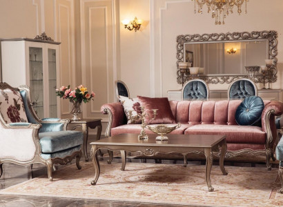Sofa Set Classical Sofa Couch Set Coffee Table 2x Armchair Luxury Set 4-piece.