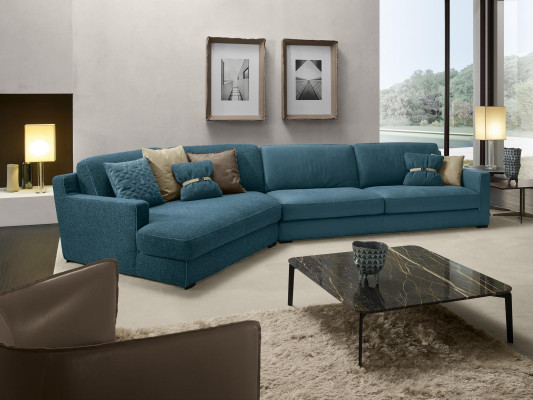 Design sofa L shape upholstered couch living room furniture corner sofa fabric blue