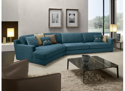 Design sofa L shape upholstered couch living room furniture corner sofa fabric blue