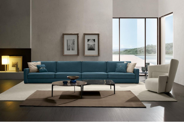 4-seater sofa upholstered couch leather sofas design Italian furniture blue