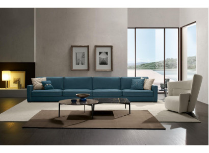 4-seater sofa upholstered couch leather sofas design Italian furniture blue