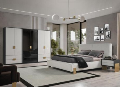 Bedroom set: bed, 2 nightstands, wardrobe, luxury, new, 4-piece, wood