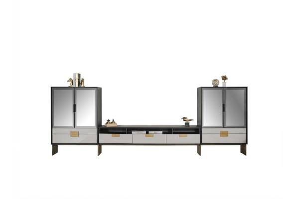 Wall unit TV cabinet 2x display cabinet living room set living furniture new white 3-piece.