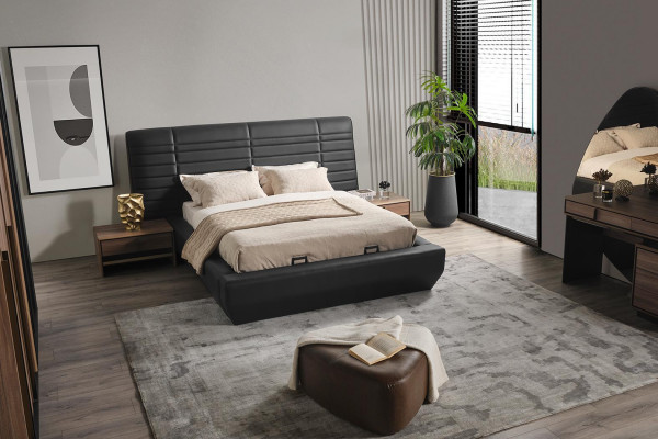 Bedroom set bed 2x nightstands dressing table with mirror luxury