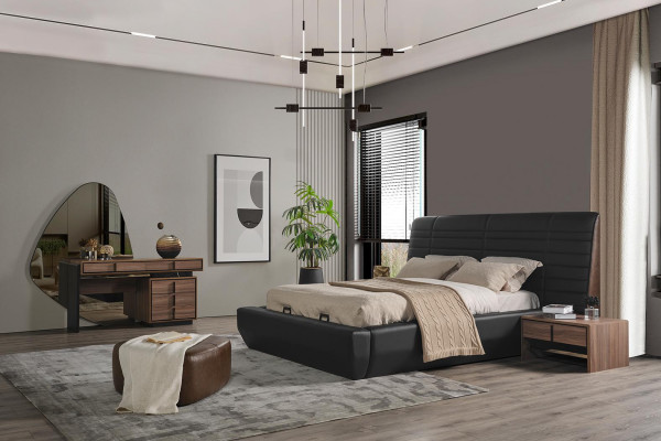 Bedroom set bed 2x nightstands dressing table with mirror luxury