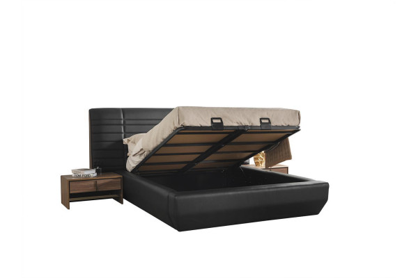 Bedroom set bed 2x nightstands black luxury new 3-piece design wood