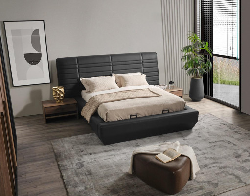 Bedroom set bed 2x nightstands black luxury new 3-piece design wood