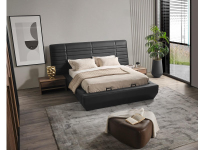 Bedroom set bed 2x nightstands black luxury new 3-piece design wood