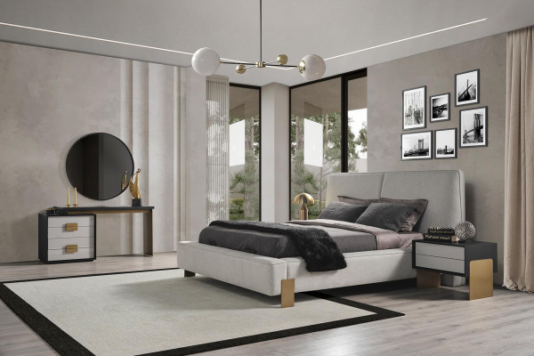 Bedroom set bed 2x nightstands dressing table luxury new 5-piece
