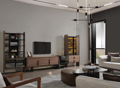 Living room wall unit TV stand display cabinet bookshelf wood furniture modern