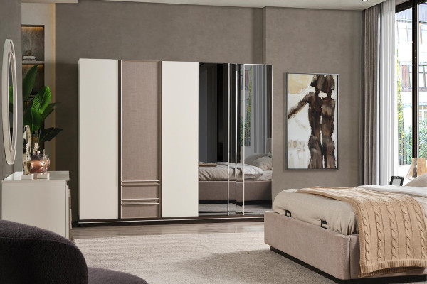 Bedroom set bed 2x nightstands wardrobe luxury new 4-piece