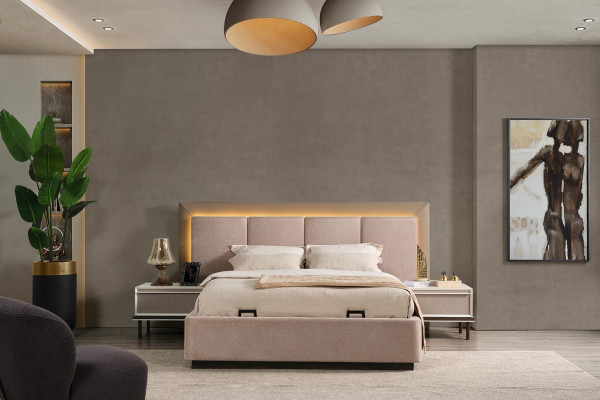 Bedroom set bed 2x nightstands dressing table luxury new 6-piece design