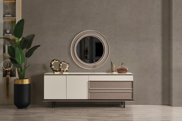 Dining room set, dining group, dining table with 4 chairs, sideboard + mirror 7 pieces