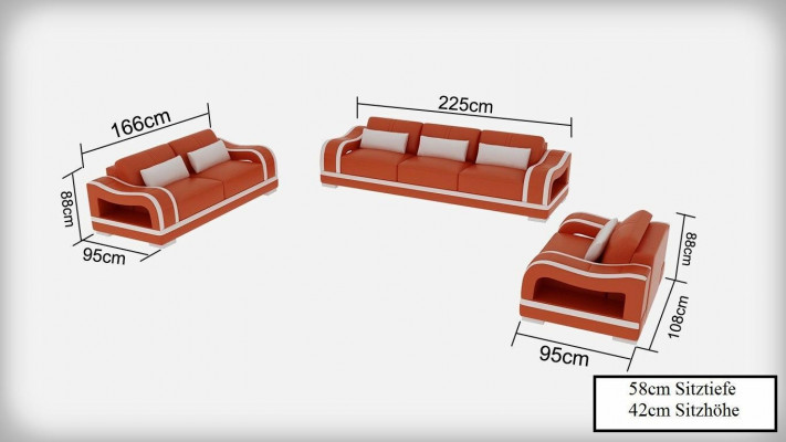 Leather sofa couch living area 3+2+1 seater suite design modern sofa G8030D