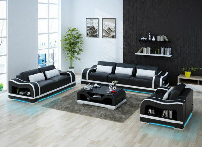 Leather sofa couch living area 3+2+1 seater suite design modern sofa G8030D