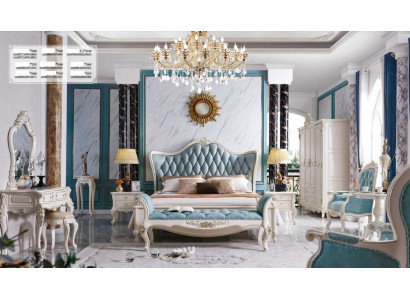 Classic Bed Luxury Chesterfield Leather Bedroom Baroque Furniture Beds 3-piece Set