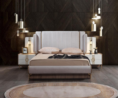 Bedroom set 5 pcs furniture luxury bed wardrobe complete set new