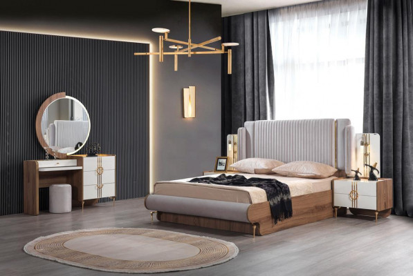Bedroom set 5 pcs furniture luxury bed wardrobe complete set new