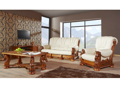 Classic sofa set couch upholstery seating suite sofa leather wood 3+2+1 set