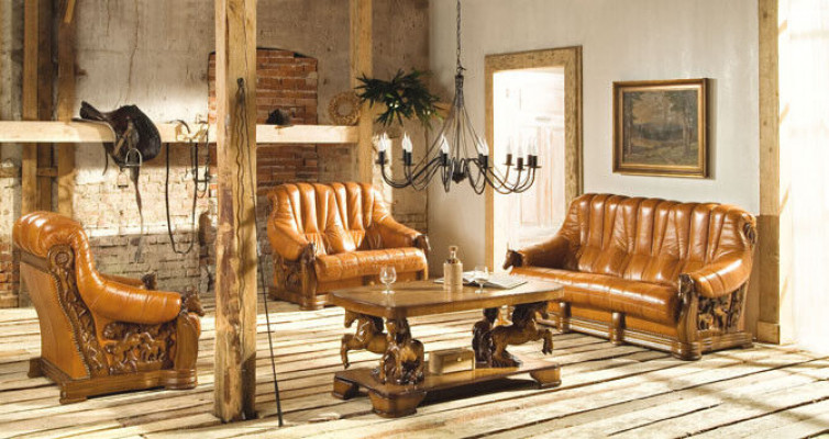 Living room sofa set couch upholstery seat decor sofa leather wood 3+2+1 set