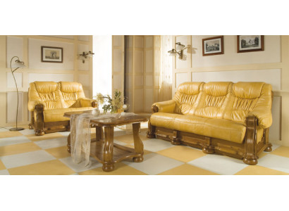 Sofa set wood leather 3+2+1 complete set classic couch set seat cushion