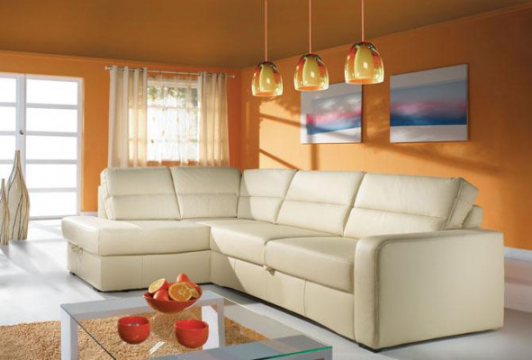 Corner sofa living landscape corner 100% leather sofa seating suite modern