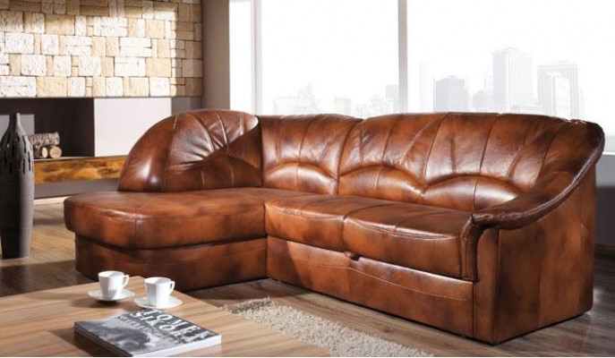 Classic corner sofa 100% leather living landscape upholstered sofa couch seat