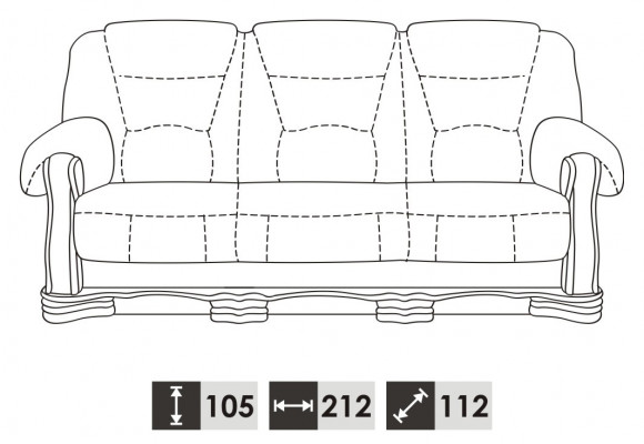 Sofa 3-seater classic seating living landscape sofas couches upholstery