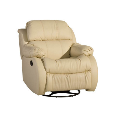 Armchair Genuine Swivel Beige Seat TV Lounge Club Single Chair Furniture Upholstery New