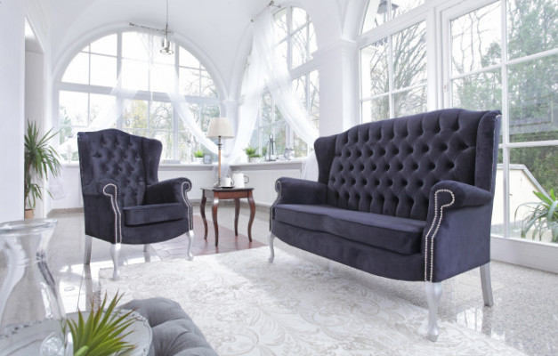 Classic Chesterfield Two-Seater Sofa Couch Upholstered Velvet Couches