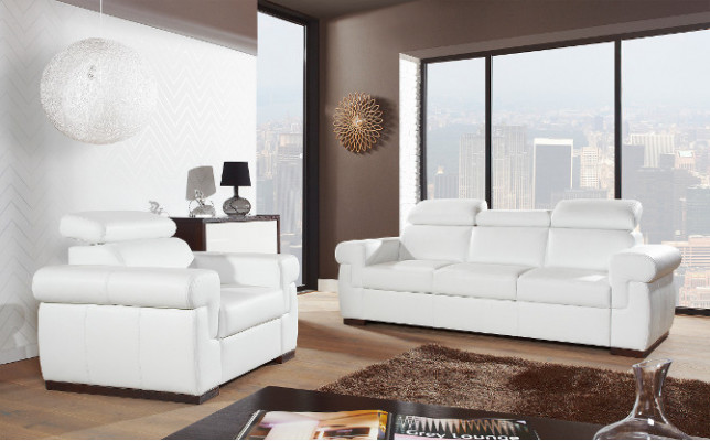 Sofa 2-seater design sofas upholstered modern seating fabric leather two-seater new