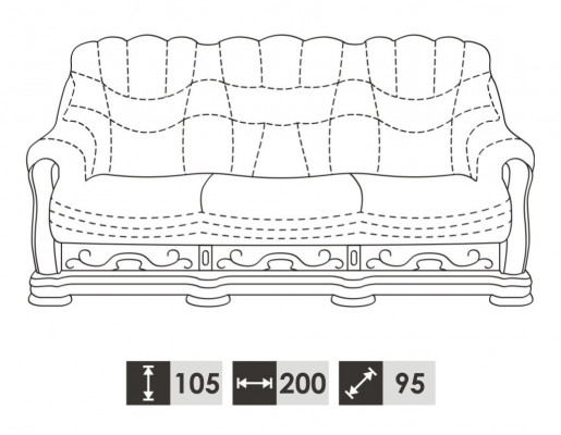 Classic three-seater couch couch upholstered sofa 3-seater leather decor couches