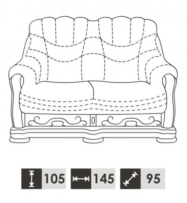 Two-seater couch, classic leather sofa, sofas, upholstered sofa, 2-seater leather
