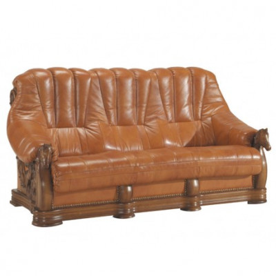 Antique Style Leather Sofa Couch Suite 3+1 Seater Italian Leather Upholstery