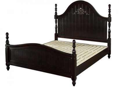 Designer bed: country house wood hotel metal beds double bedroom wooden furniture