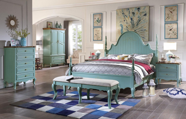 Luxury Bedroom Bed Real Wood Furniture Wooden Beds Country Style Double New
