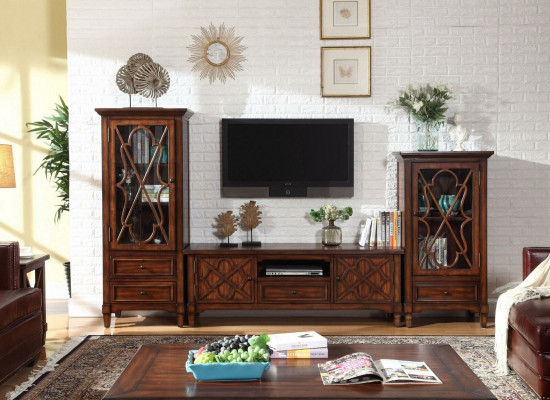 Living Room Wall Unit Sideboard Design 2x Cabinet RTV Lowboard Sideboard 3-piece Set Display Cabinet