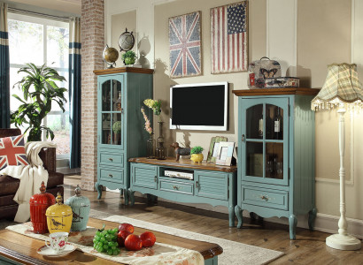 Country Style Living Room Wall Unit Display Cabinet Sideboard TV Cabinet Wood Furniture Set of 3.
