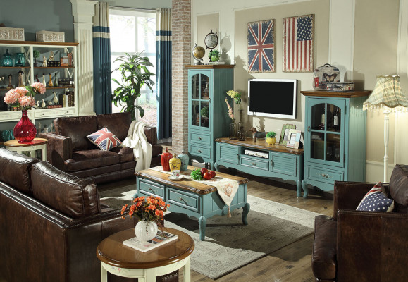 Country Style Living Room Wall Unit Display Cabinet Sideboard TV Cabinet Wood Furniture Set of 3.