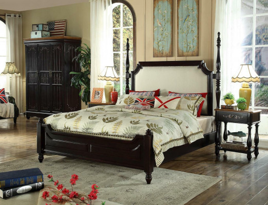 American wooden beds luxury solid wood furniture bedroom bed 3-piece set new