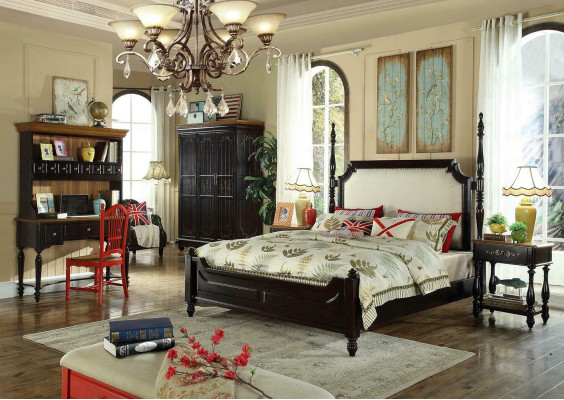 American wooden beds luxury solid wood furniture bedroom bed 3-piece set new