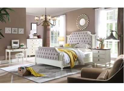 Bedroom Complete Set Royal Baroque Bed Dressing Table Nightstand 6 pcs.